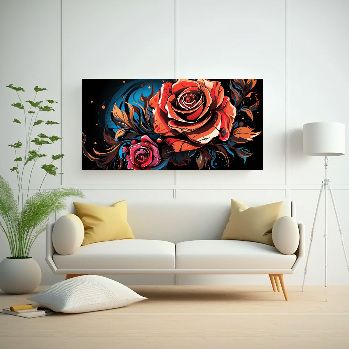 GENERICO - Pintura Mural Estética Con Forma De Rosa Estilo 120x60 Cm