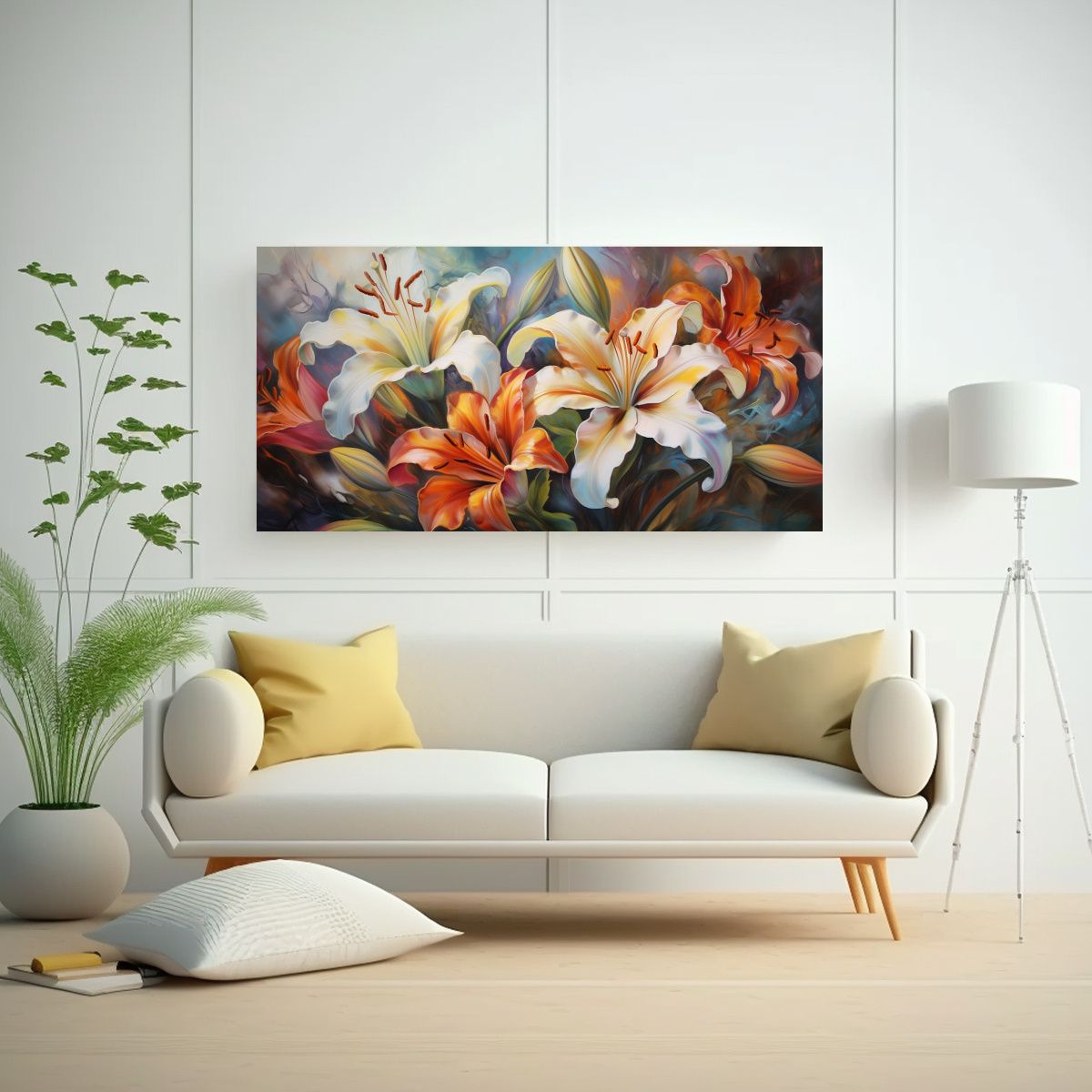 GENERICO - Cuadro Abstracto De Amapolas Y Lirios En Estilo 120x60 Cm