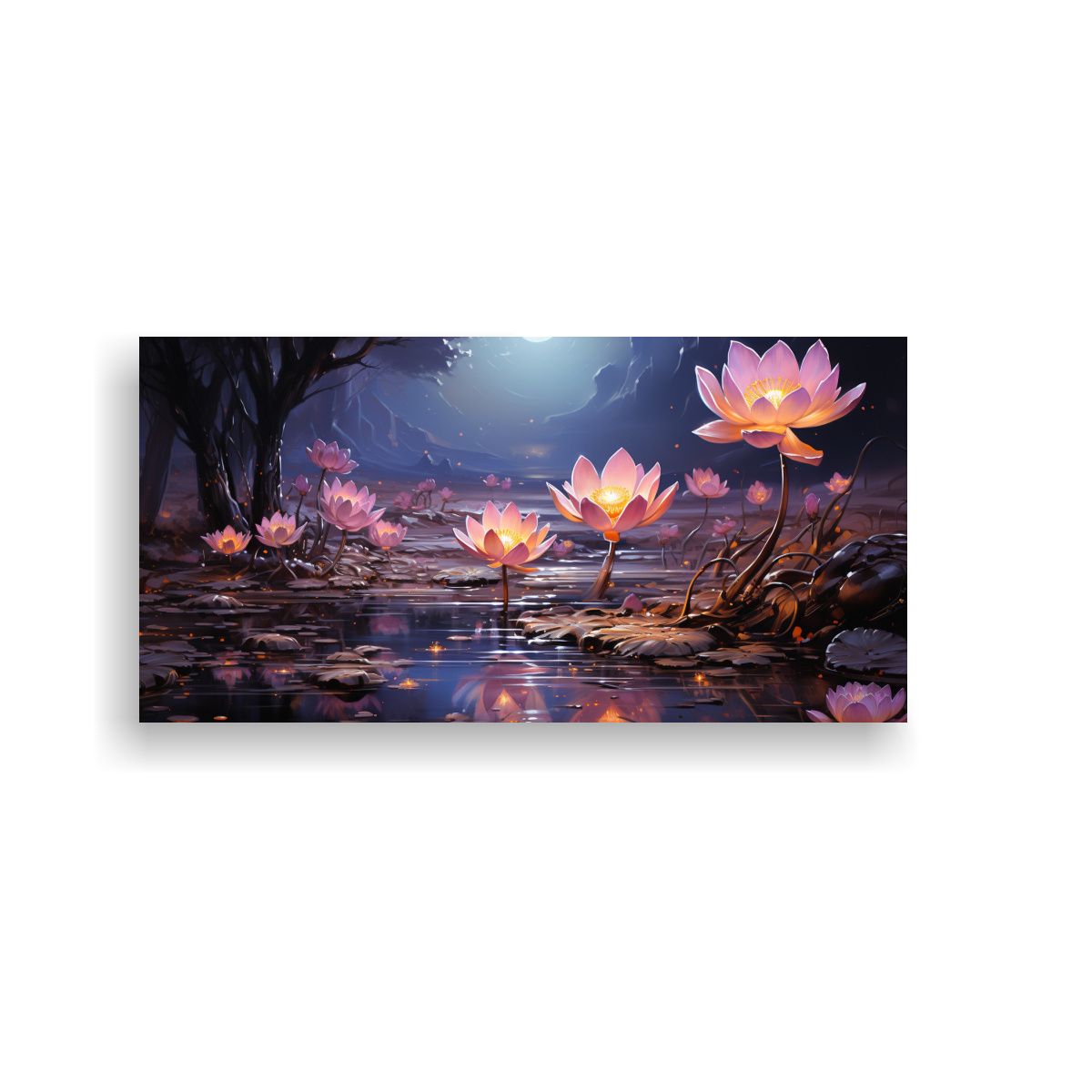 GENERICO - Cuadro Moderno Obra Maestra Pintura De Loto Negro 120x60 Cm.