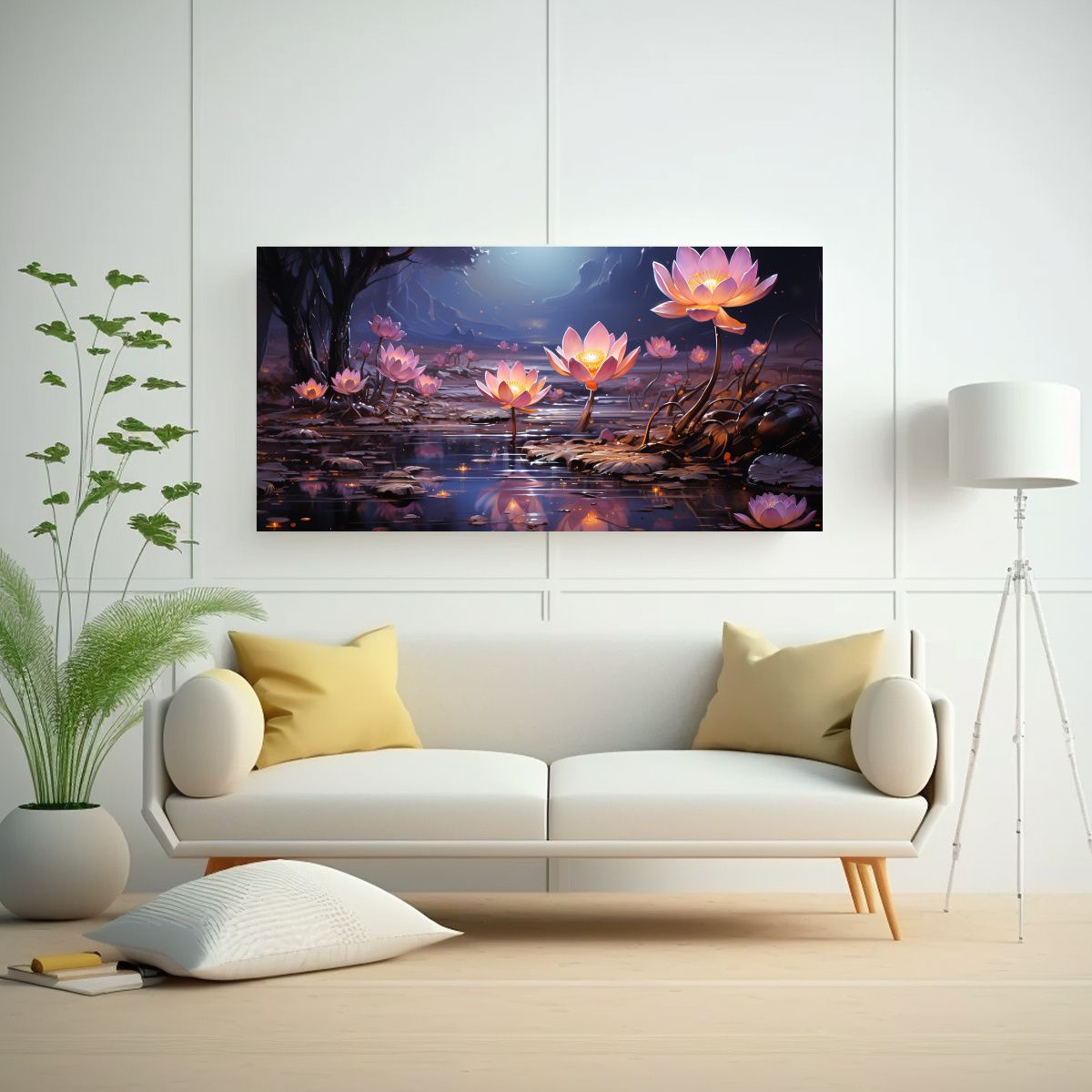GENERICO - Cuadro Moderno Obra Maestra Pintura De Loto Negro 120x60 Cm.
