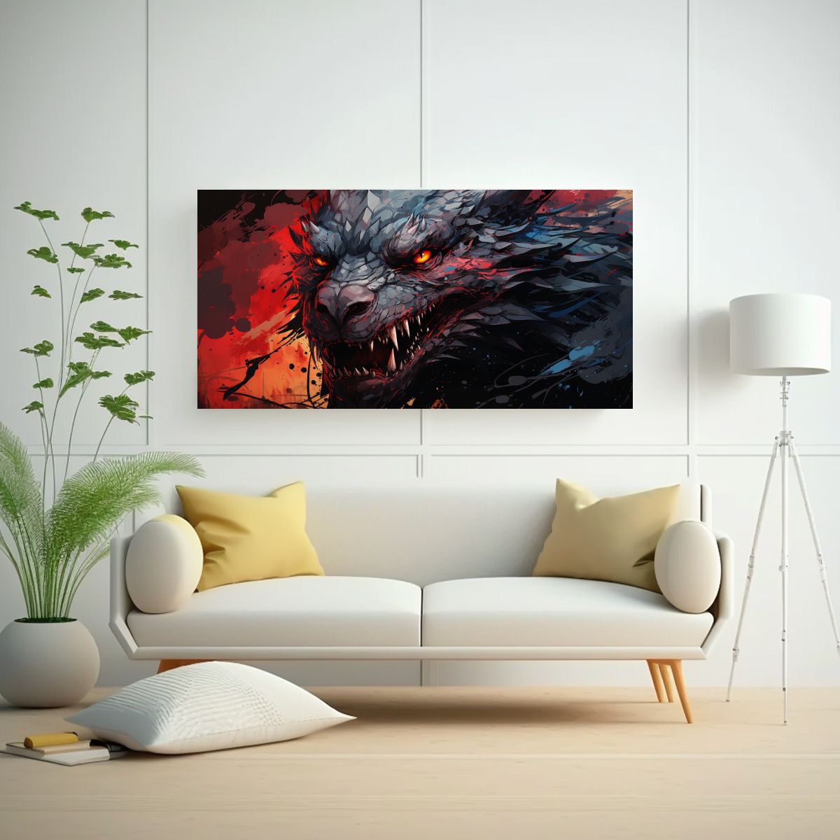 GENERICO - Cuadros De Dragón Rojo En Estilo Galería Arte 120x60 Cm