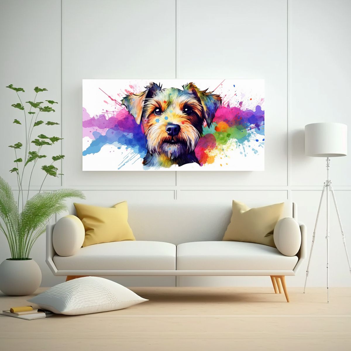 GENERICO - Pintura Acuarela Terrier Creativo Estilo Colorido 120x60 Cm