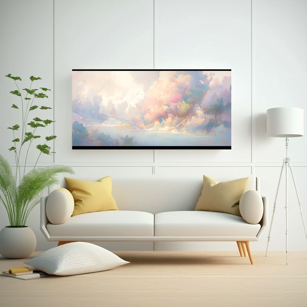 GENERICO - Cuadro Abstracto Paisaje Con Colores Pastel 140x70 Cm