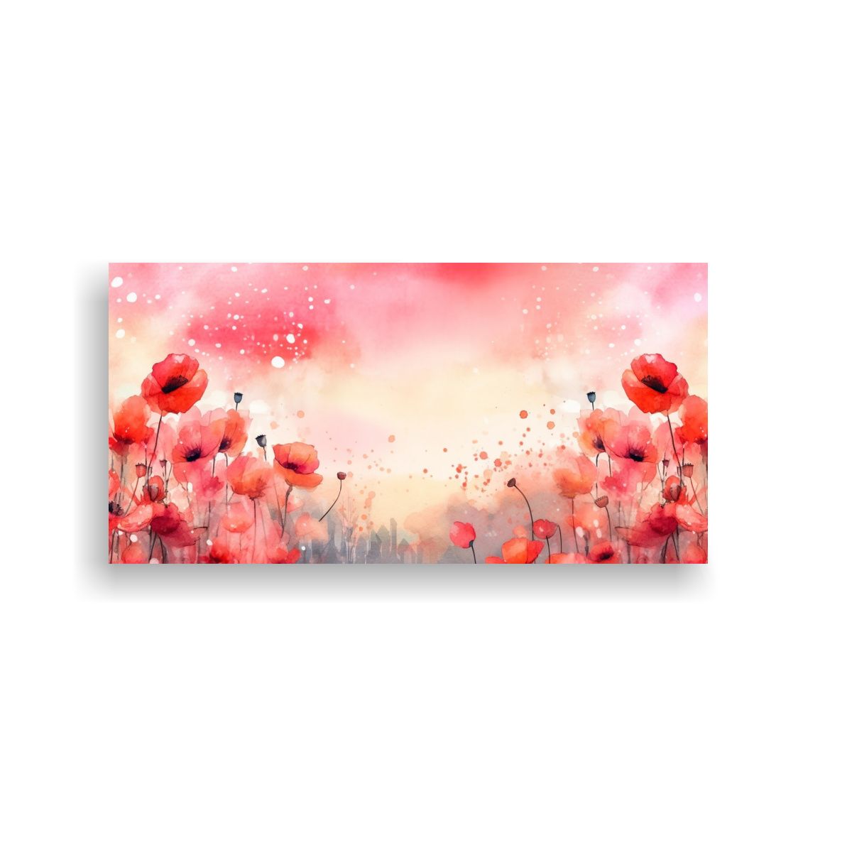 GENERICO - Lienzo Exuberantes Amapolas Acuarela Con Espacio 120x60 Cm