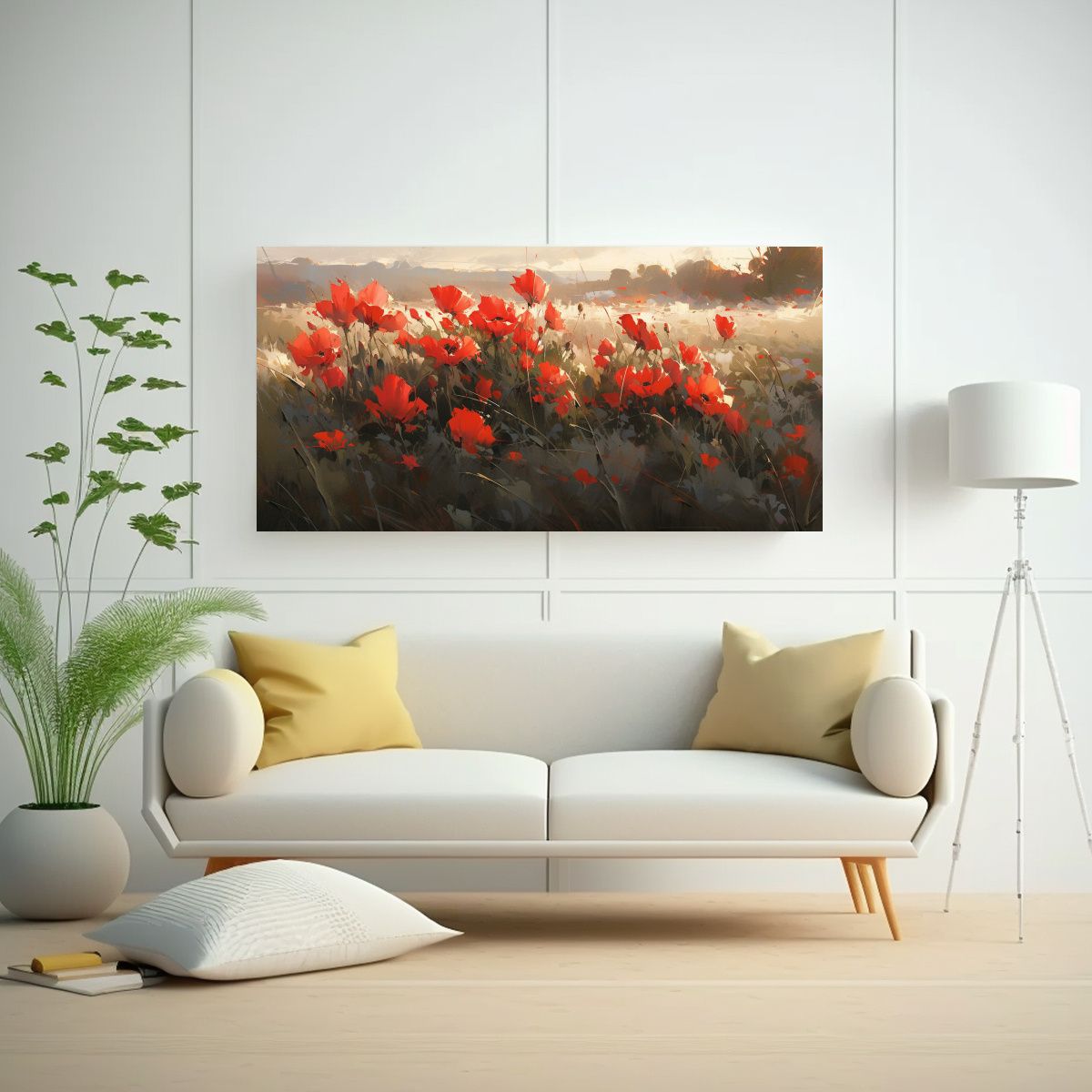 GENERICO - Pintura En Lienzo Forma Alegría A Con Flores En 120x60 Cm