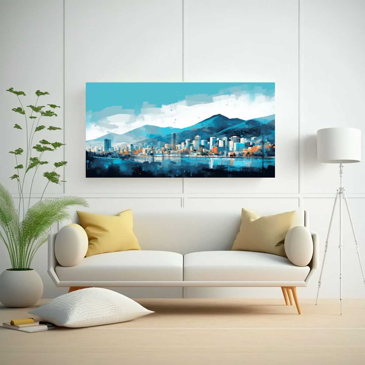 GENERICO - Hermoso Esquema De Santiago En Chile En Colores 140x70 Cm