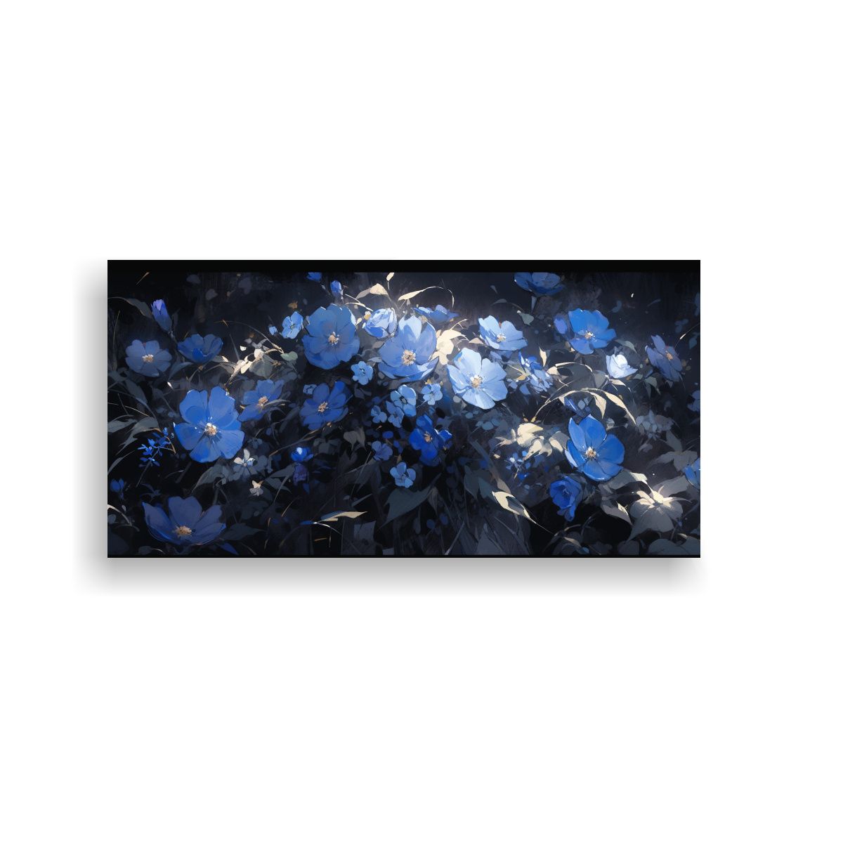 GENERICO - Pintura De Flores Exuberantes En Lienzo Negro Y 120x60 Cm