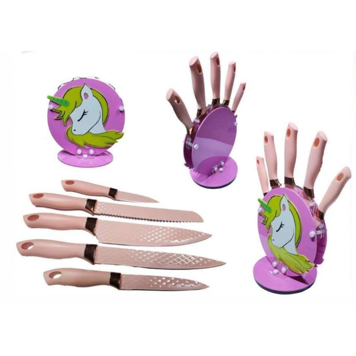 GENERICO - Set Cuchillería 6 Pcs De Cocina Unicornio