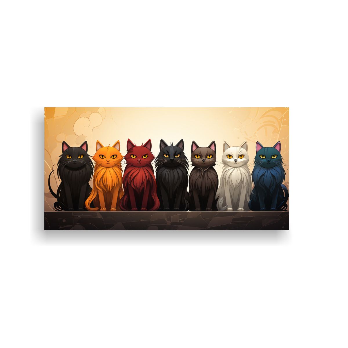 GENERICO - Cuadro De Gatos En Lienzo Moderno Para Decorar 140x70 Cm.