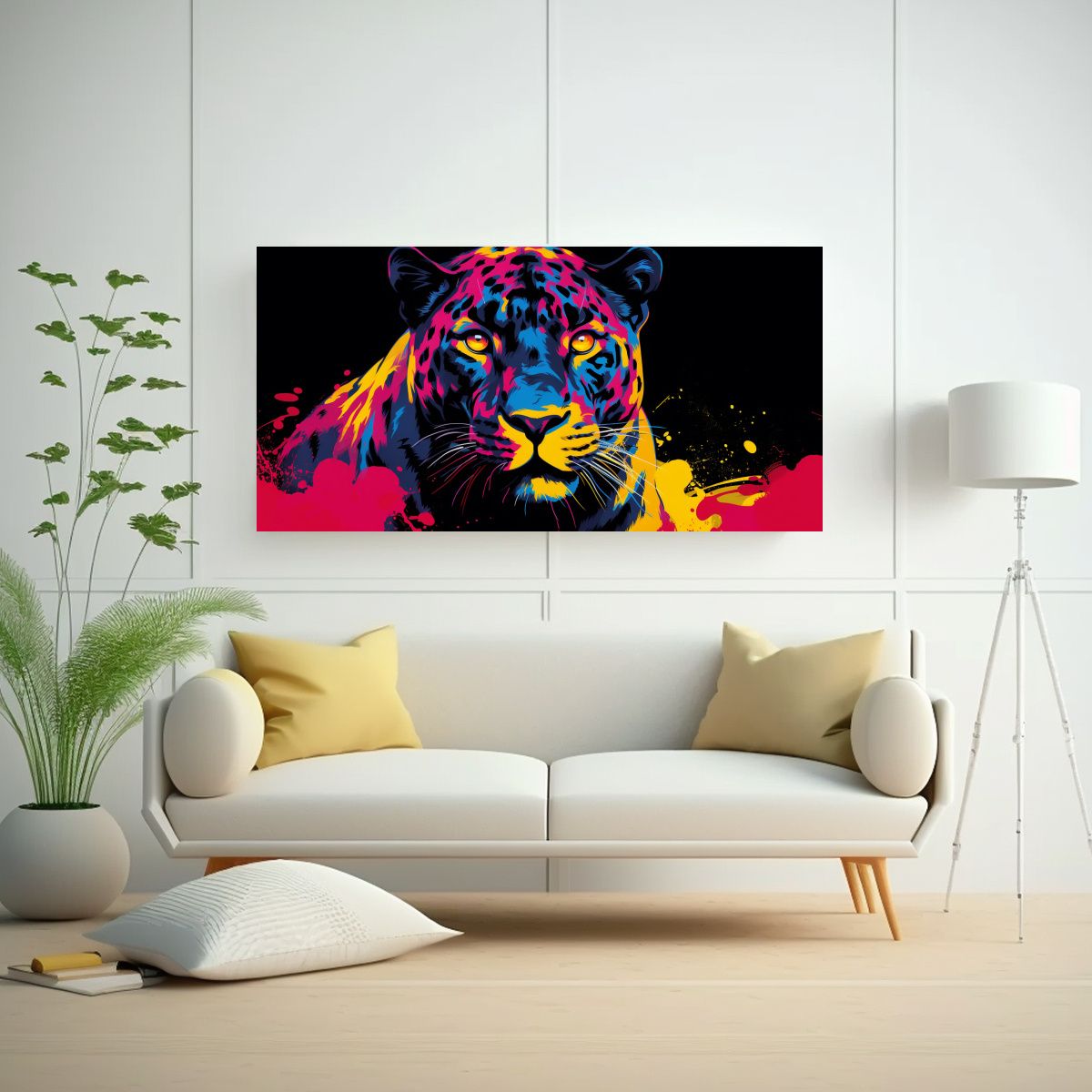 GENERICO - Cuadro Artesanal Forma Panther En Colores 140x70 Cm