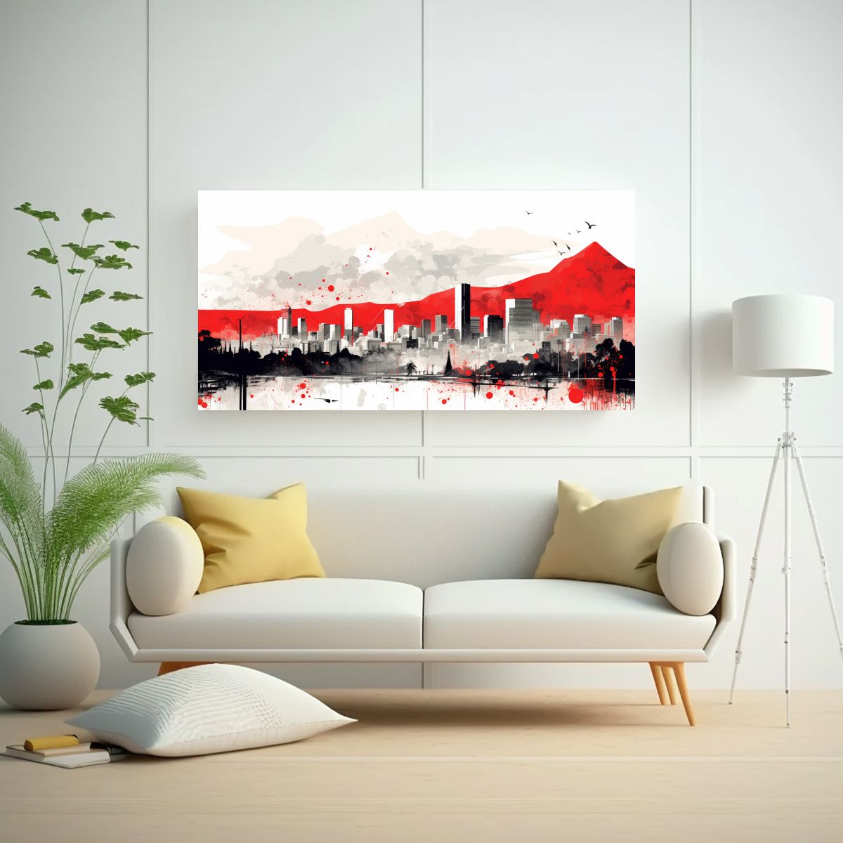 GENERICO - Pintura Mural De Canva En Santiago En Blanco Y 140x70 Cm