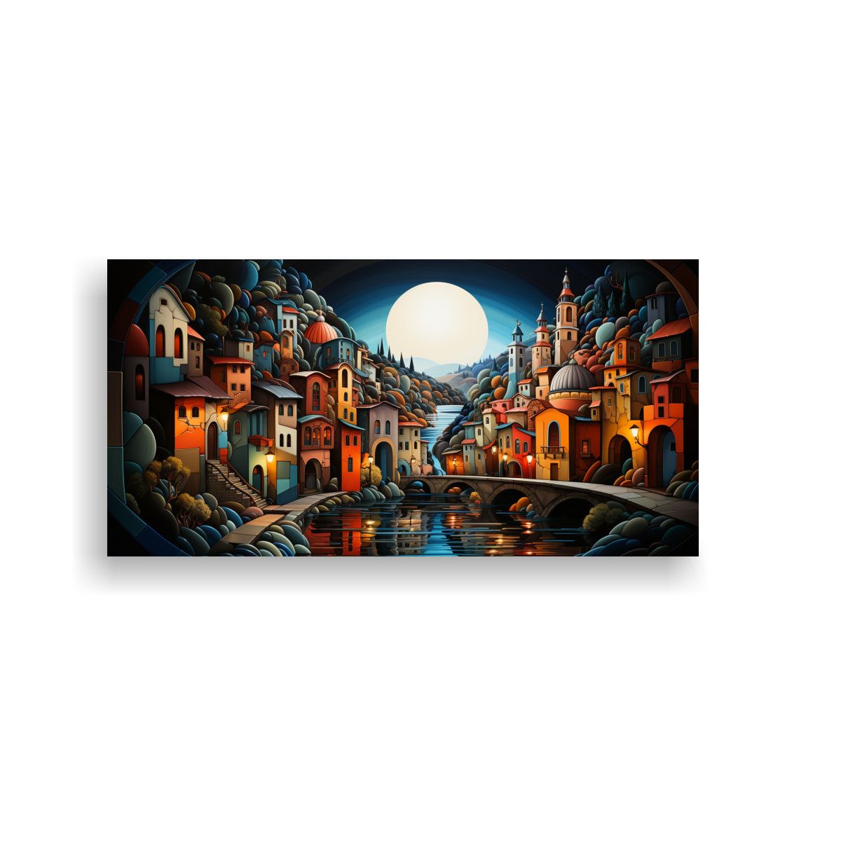 GENERICO - Lienzo De Tela Inspiración Conceptual De Ciudad 120x60 Cm