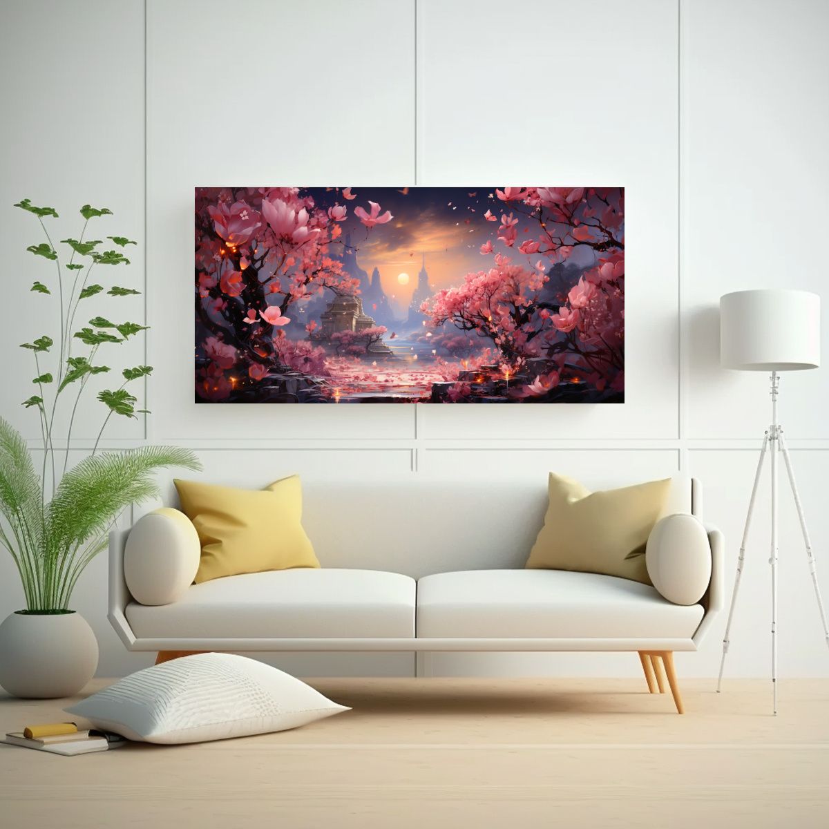 GENERICO - Pintura Decorativa De Delicadas Flores Rosas 140x70 Cm