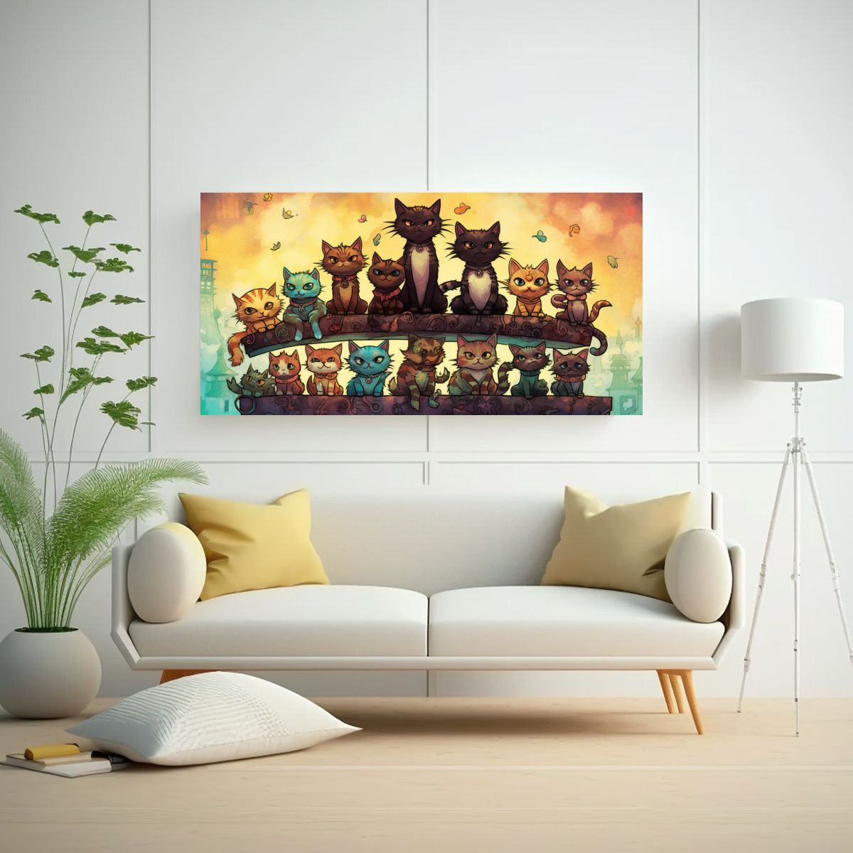 GENERICO - Gatos En Muchos Colores Sobre Montón Mirando 120x60 Cm