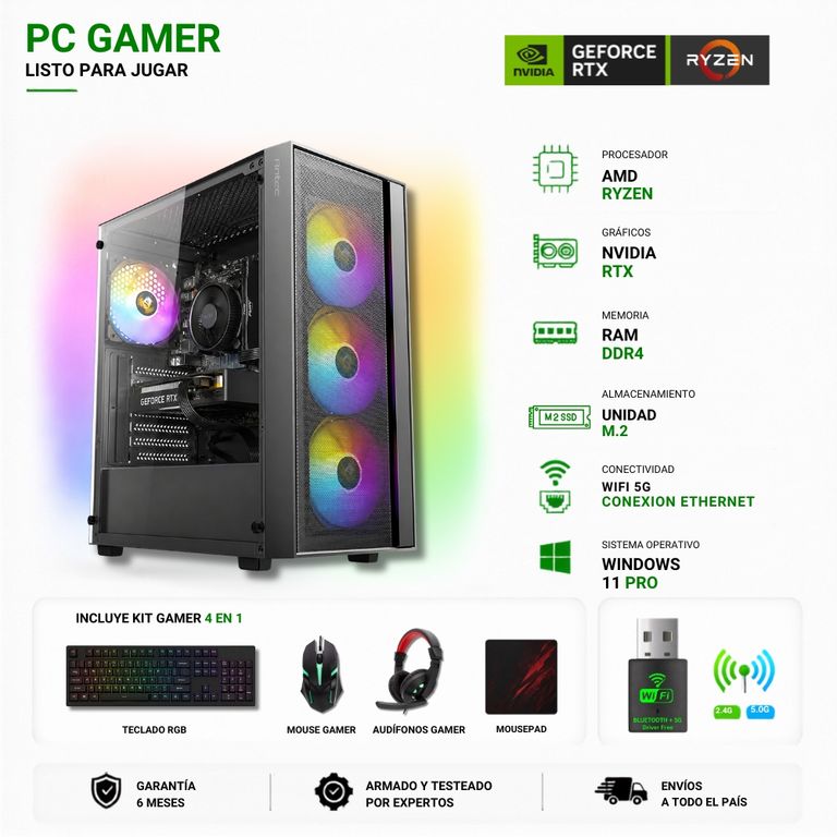 AMD CORP Pc Gamer AMD Ryzen 7 5700X - 16GB RAM - RTX 5060 - 1TB
