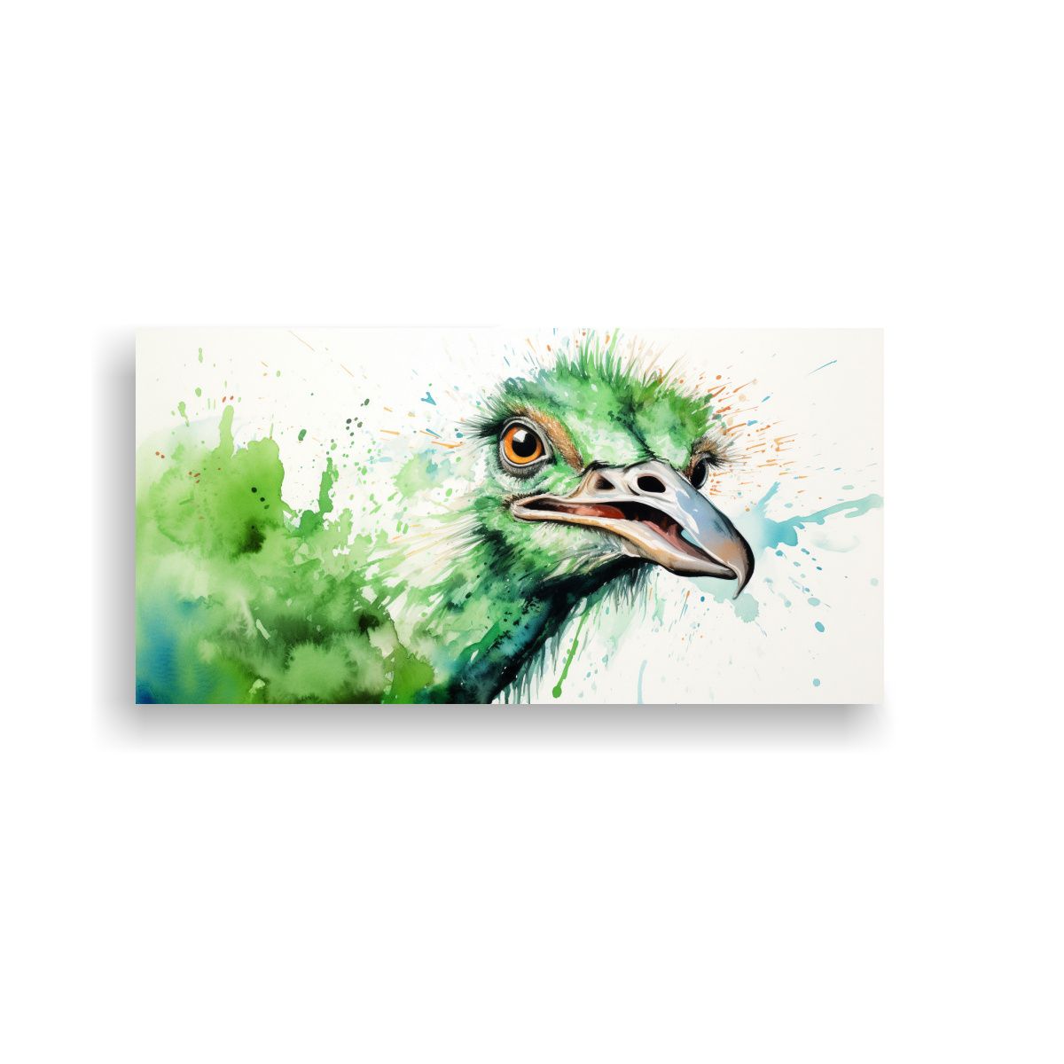 GENERICO - Cuadro De Arte De Pared Ostrich En Acuarelas Y 140x70 Cm.