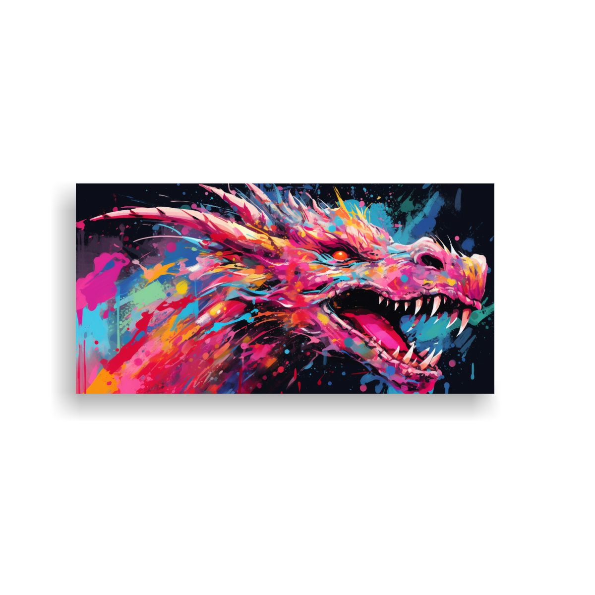 GENERICO - Cuadro Decorativo Con Dragón En Colores 140x70 Cm.