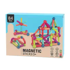 GENERICO - Set de construcción magnética con 84 piezas coloridas STEM 3+