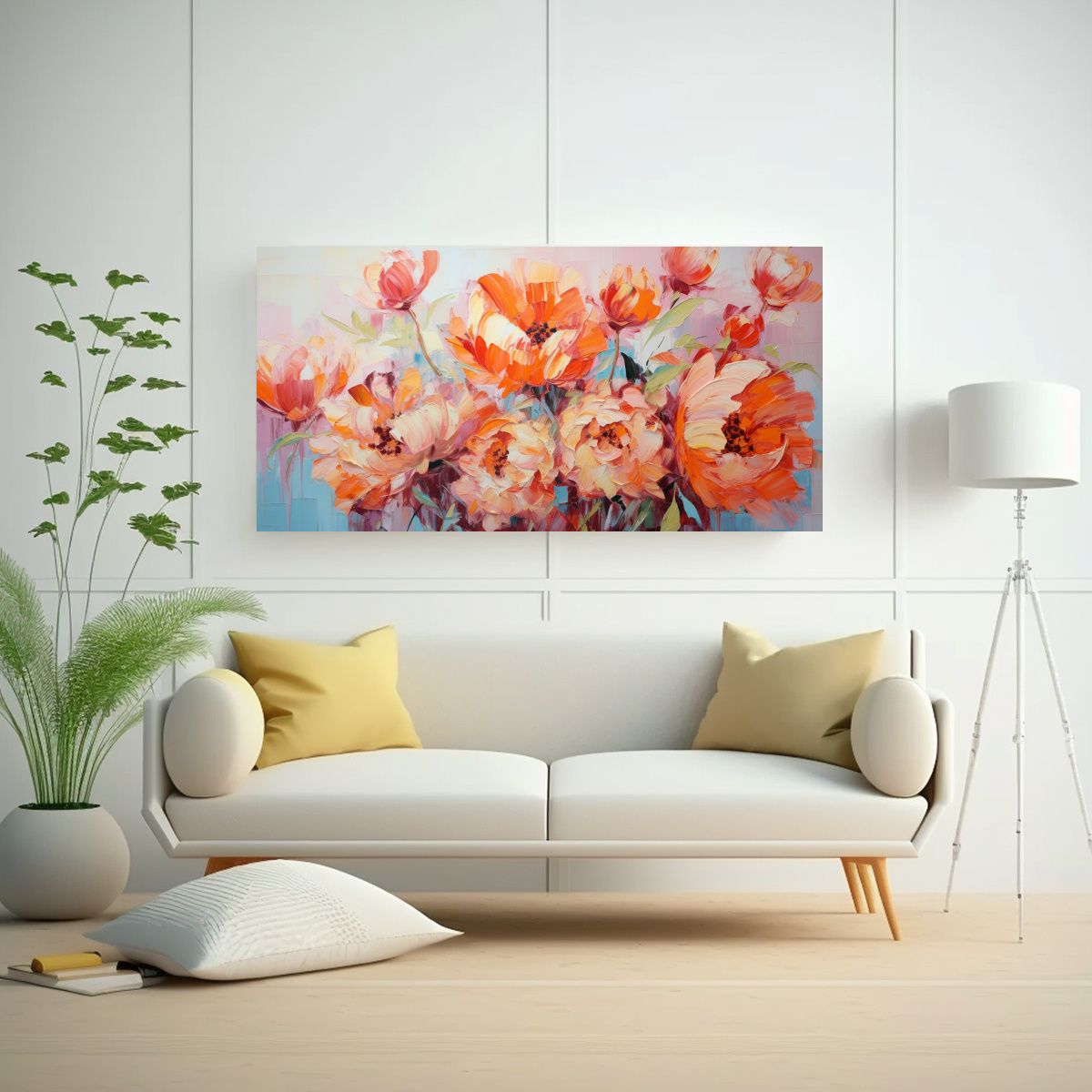 GENERICO - Tela Impresa Fantasía A Flores Naranja Y Rosa En 120x60 Cm