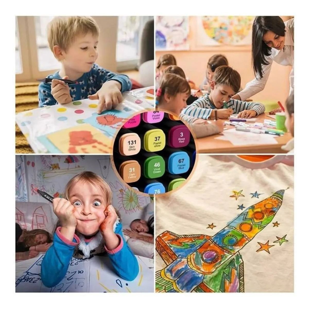 GENERICO - PLUMONES DOBLE PUNTA ROTULADOR PLUMONES PARA COLOREAR 80PCS