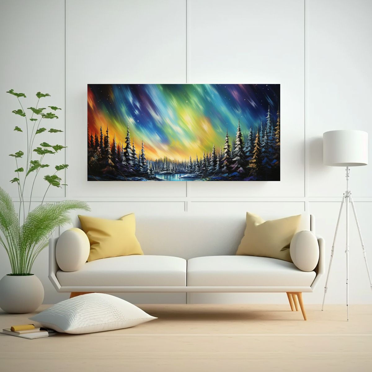 GENERICO - Cuadro Fotografía Aurora Boreal Con Arcoíris Y 120x60 Cm