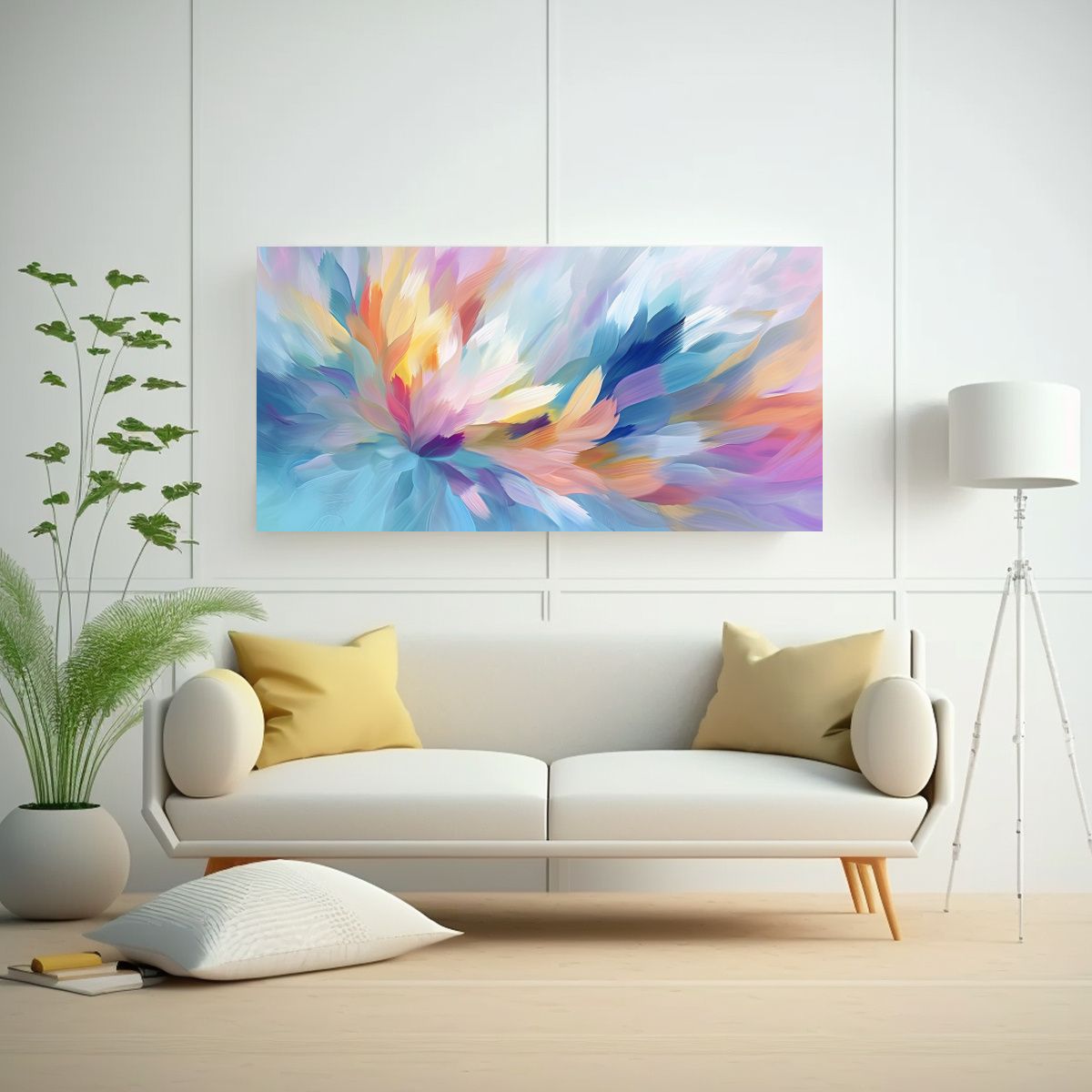 GENERICO - Pintura Abstracta Floral Impresionista Colorida 120x60 Cm.