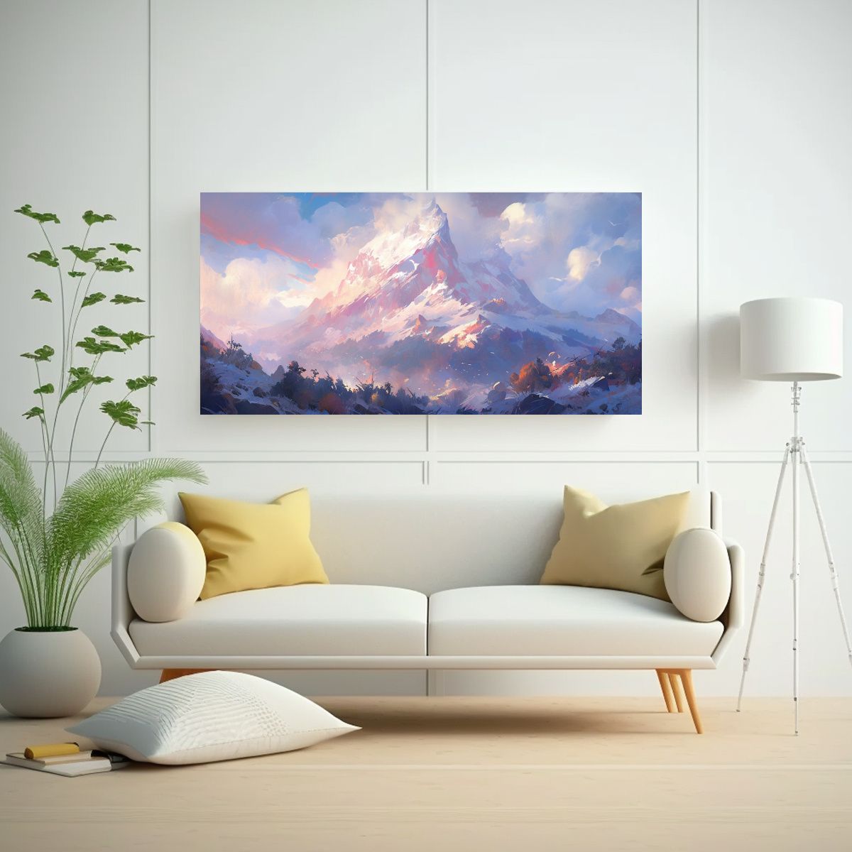 GENERICO - Cuadro Tela Horizontal Surrealista Montañas 140x70 Cm.