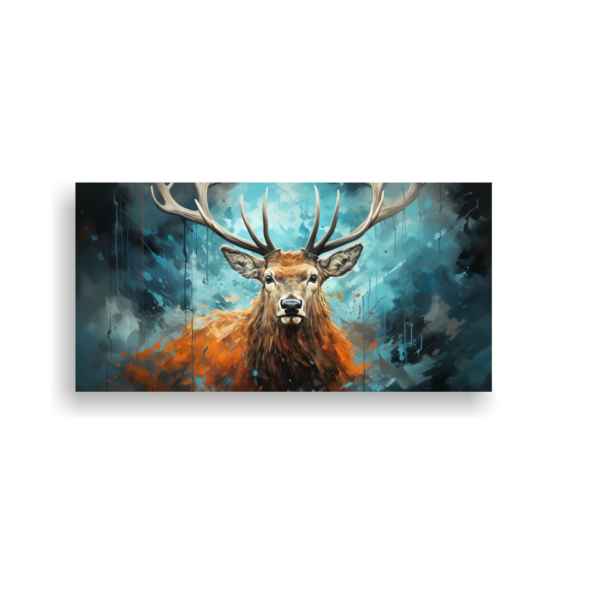 GENERICO - Cuadro Moderno Belleza Elk En Azul Y Carbón En 120x60 Cm