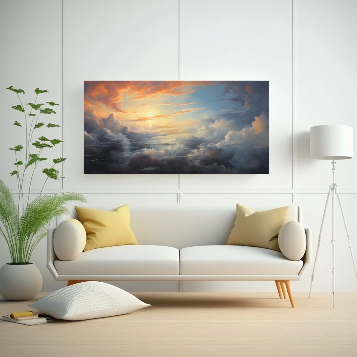 GENERICO - Pintura Abstracta De Un Cielo Matutino Con 140x70 Cm