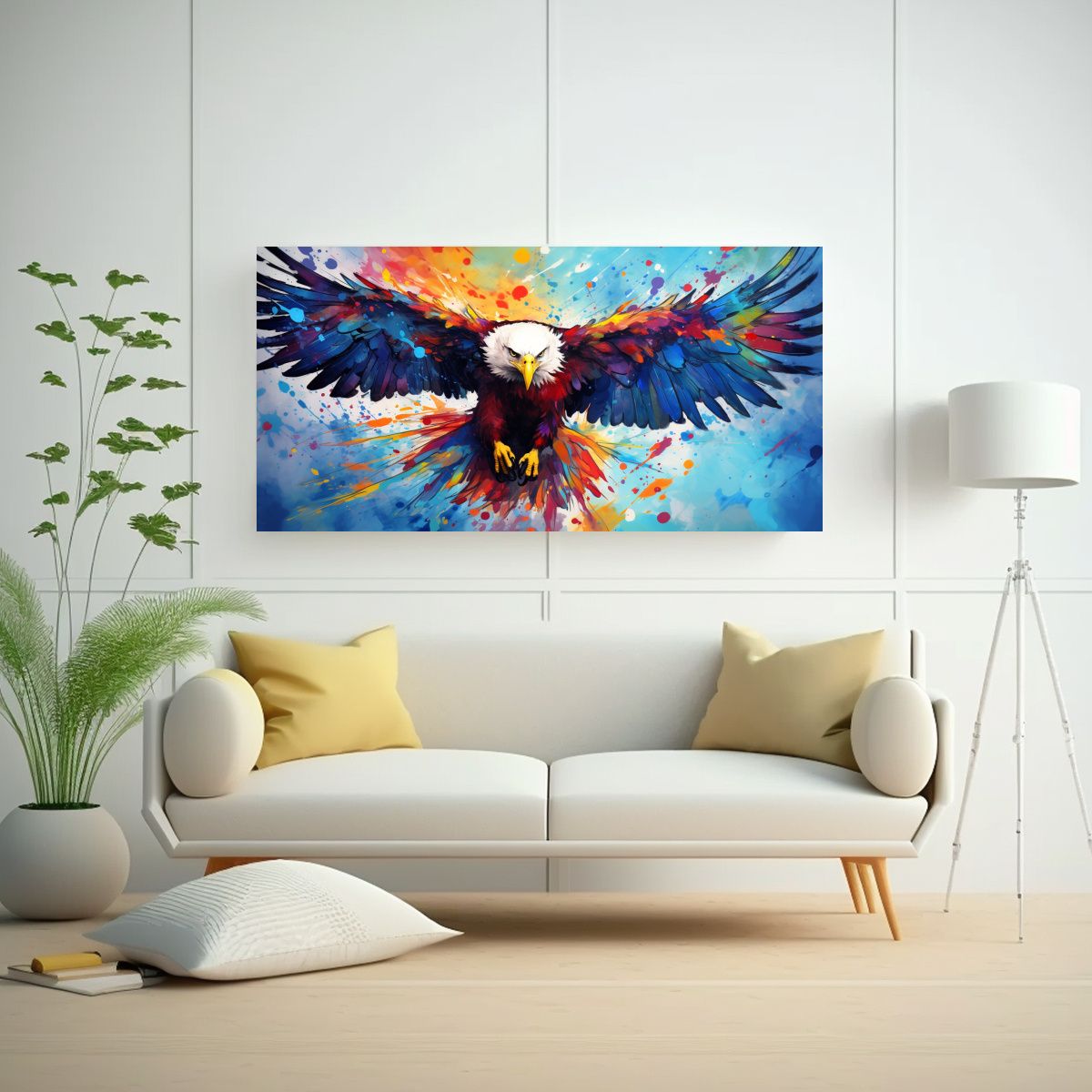 GENERICO - Pintura Neo Pop Art De Águila En Colores 120x60 Cm