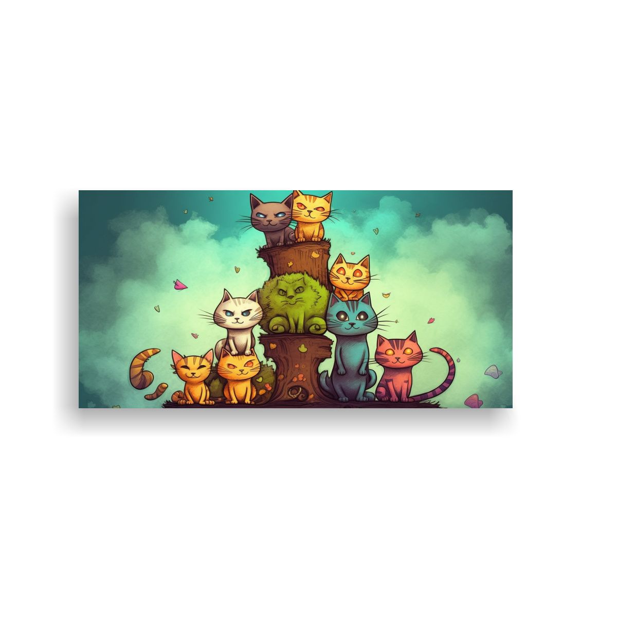 GENERICO - Cuadro Decorativo Gatos En Pila Mirando Hacia El 120x60 Cm.