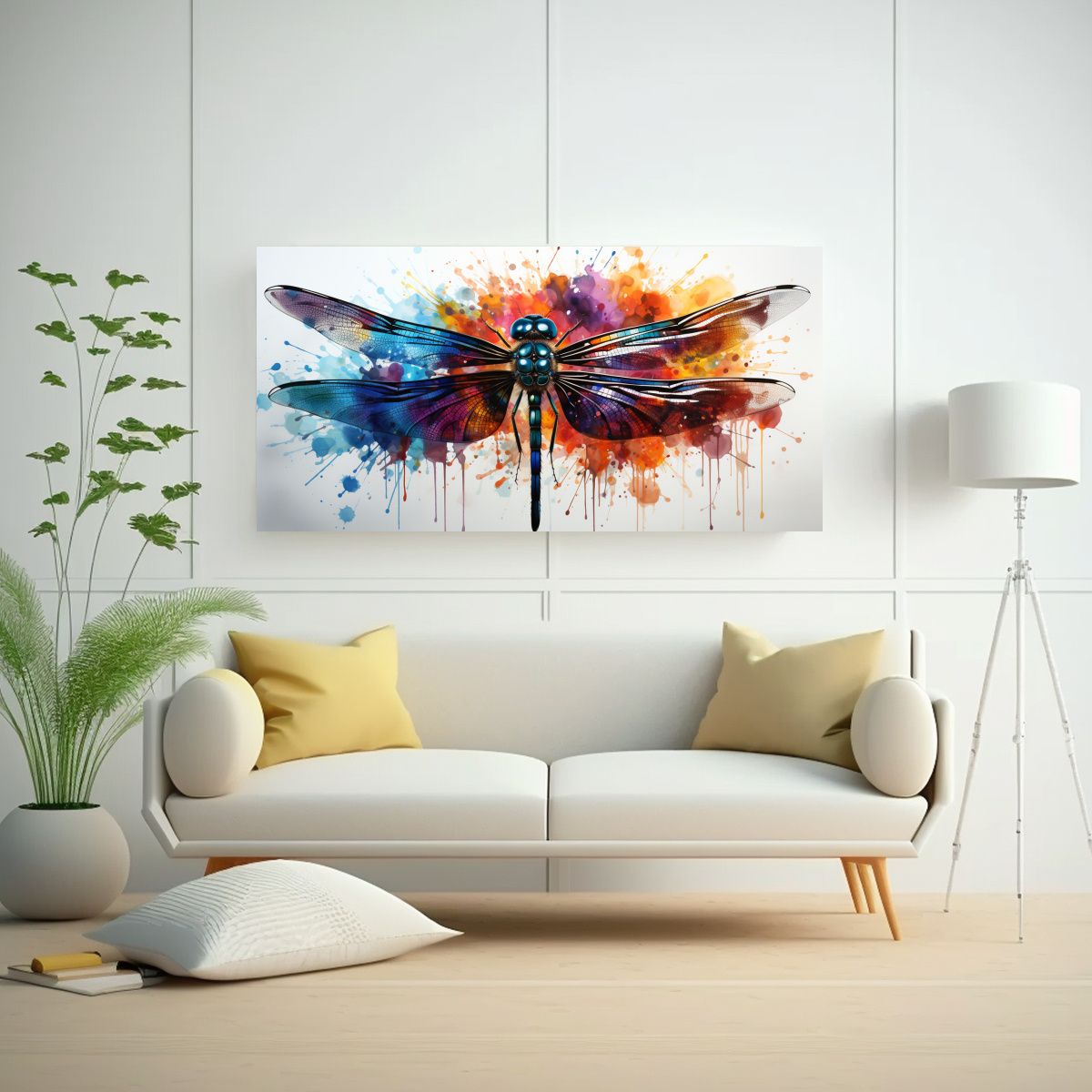 GENERICO - Pintura Decorativa De Una Libélula En Colores 140x70 Cm