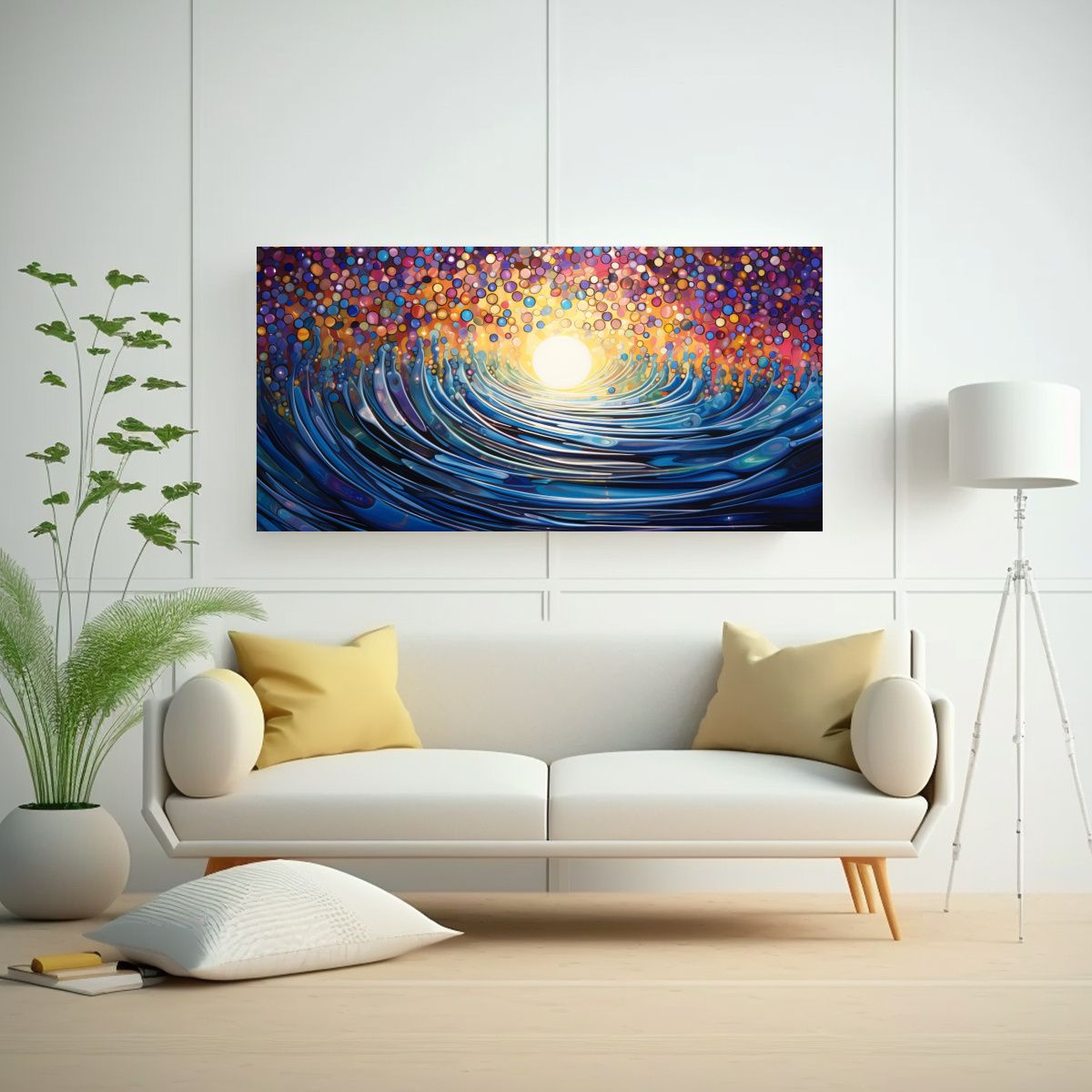 GENERICO - Pintura Floral Estilo Puntillismo Luminoso De 120x60 Cm