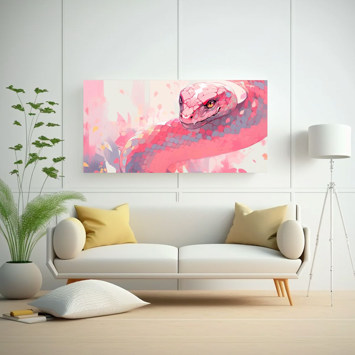 GENERICO - Cuadros Modernos Textura Cobra En Colores Pastel 120x60 Cm