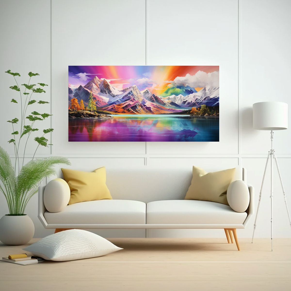 GENERICO - Pintura Tela Bastidor Galería Baño Montañas 140x70 Cm.