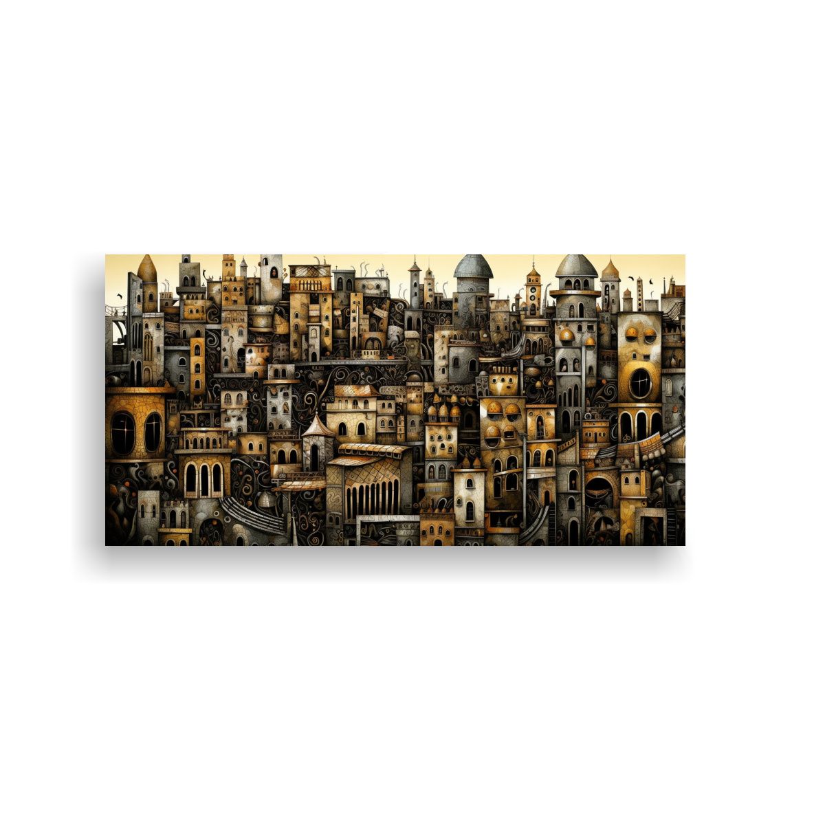 GENERICO - Cuadro De Lienzo Tonos Poder Ciudad Zentangle En 140x70 Cm
