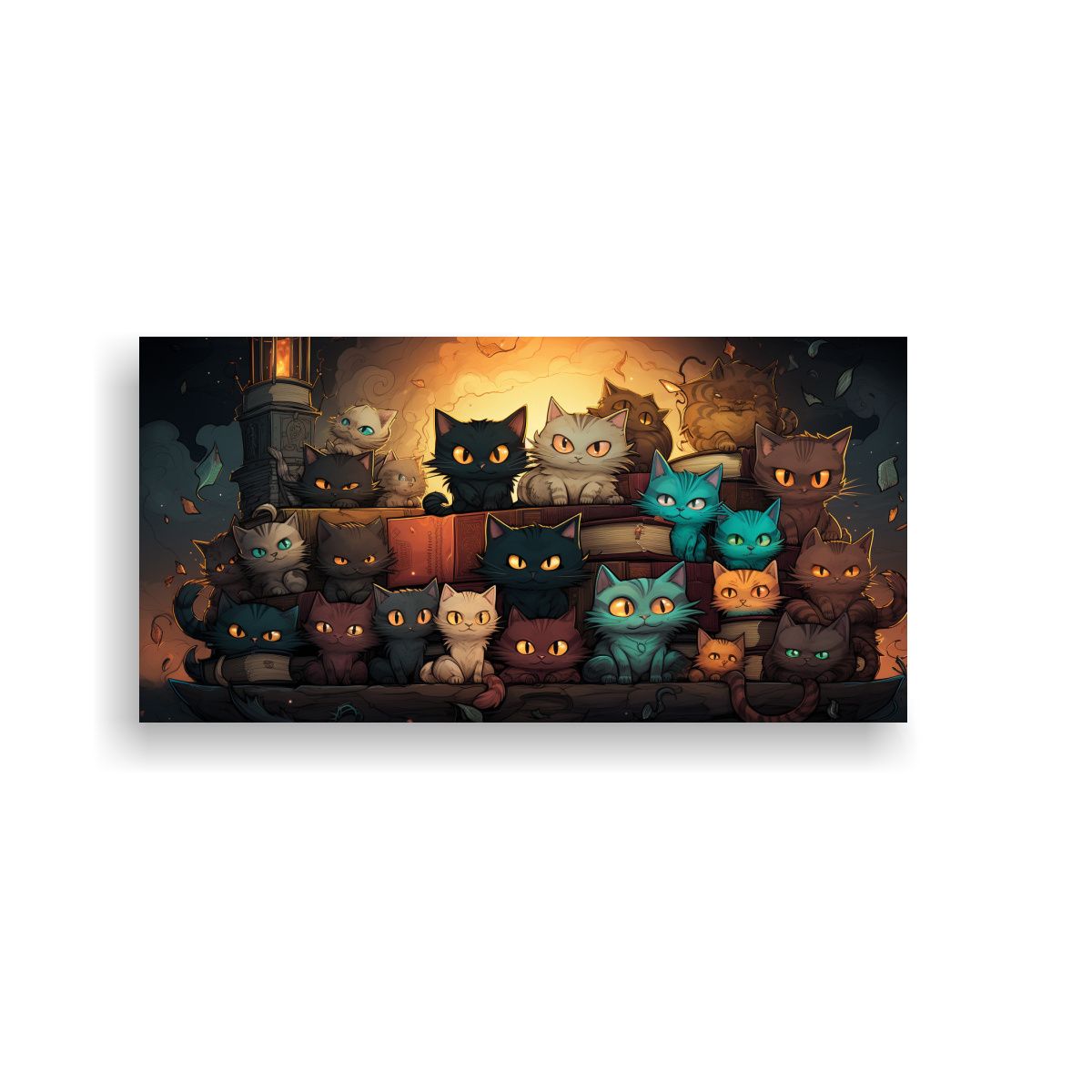 GENERICO - Cuadros De Diseño Para Sala Con Gatos En Muchos 140x70 Cm.