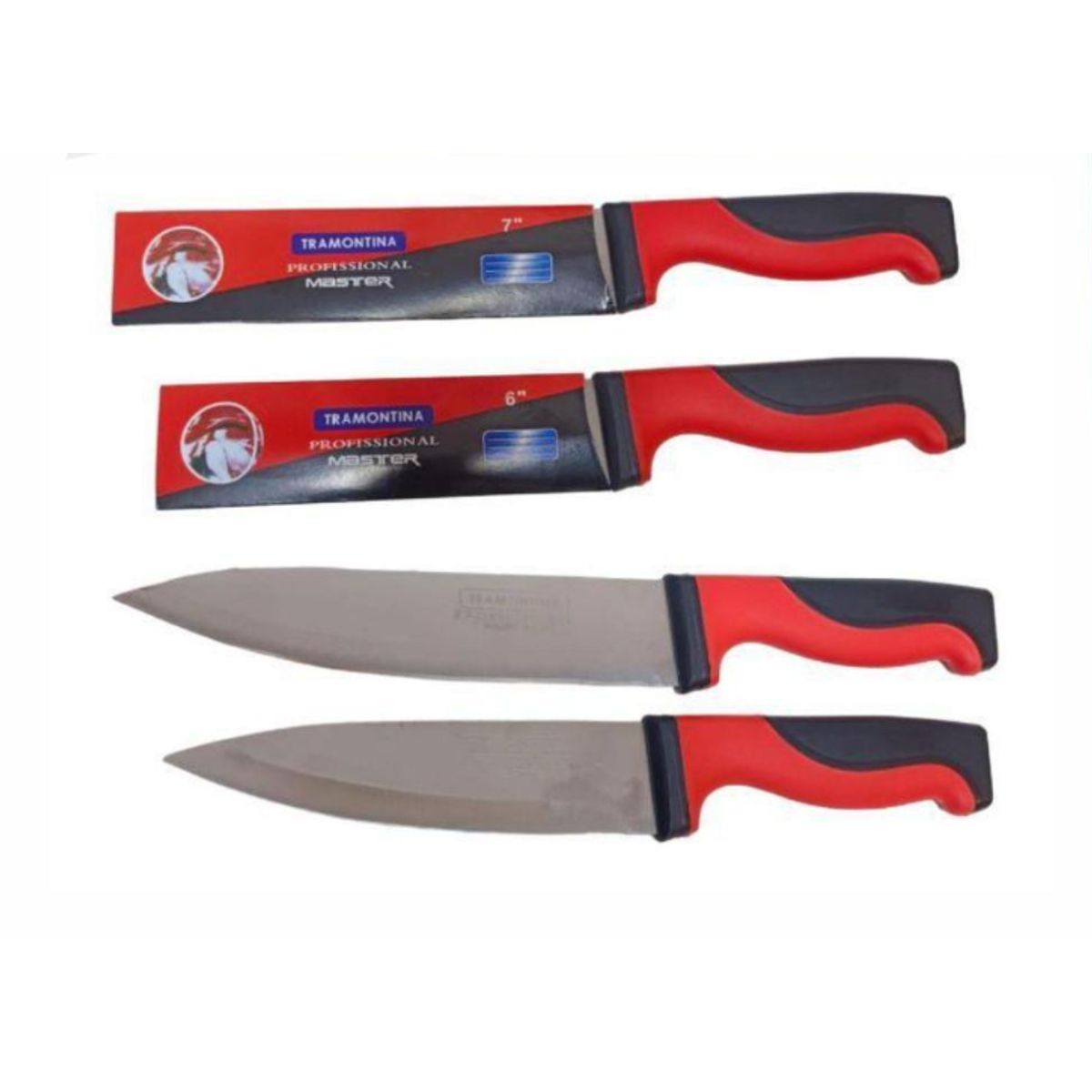GENERICO - Pack De 12 Cuchillo Master Mango Rojo 6”