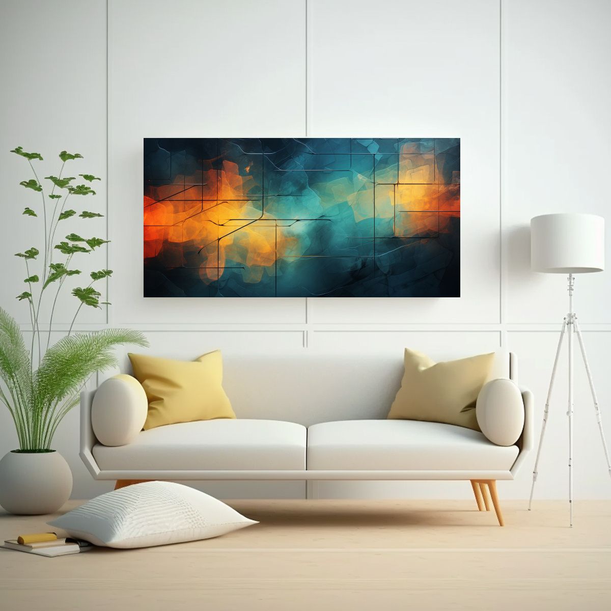 GENERICO - Pintura De Pared Abstracta Brillante En Colores 120x60 Cm.