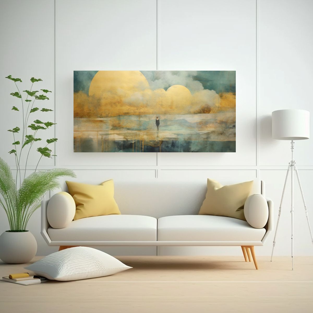 GENERICO - Cuadro Composición Protagonismo Con Acuarela 140x70 Cm