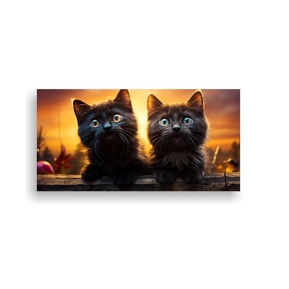 GENERICO - Cuadro De Gama De Colores Grupo De Gatos Negros 140x70 Cm