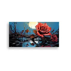 GENERICO - Cuadro De Lienzo Estilo Plano Con Una Rosa 140x70 Cm