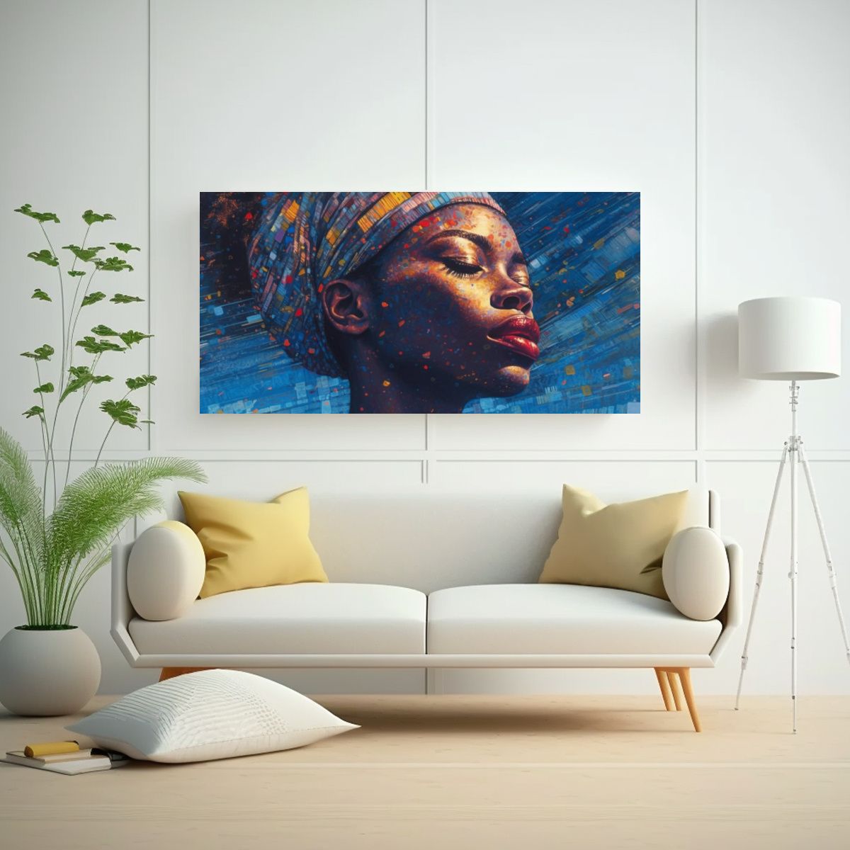 GENERICO - Pintura Africana Joven Con Música Colorida Para 140x70 Cm.