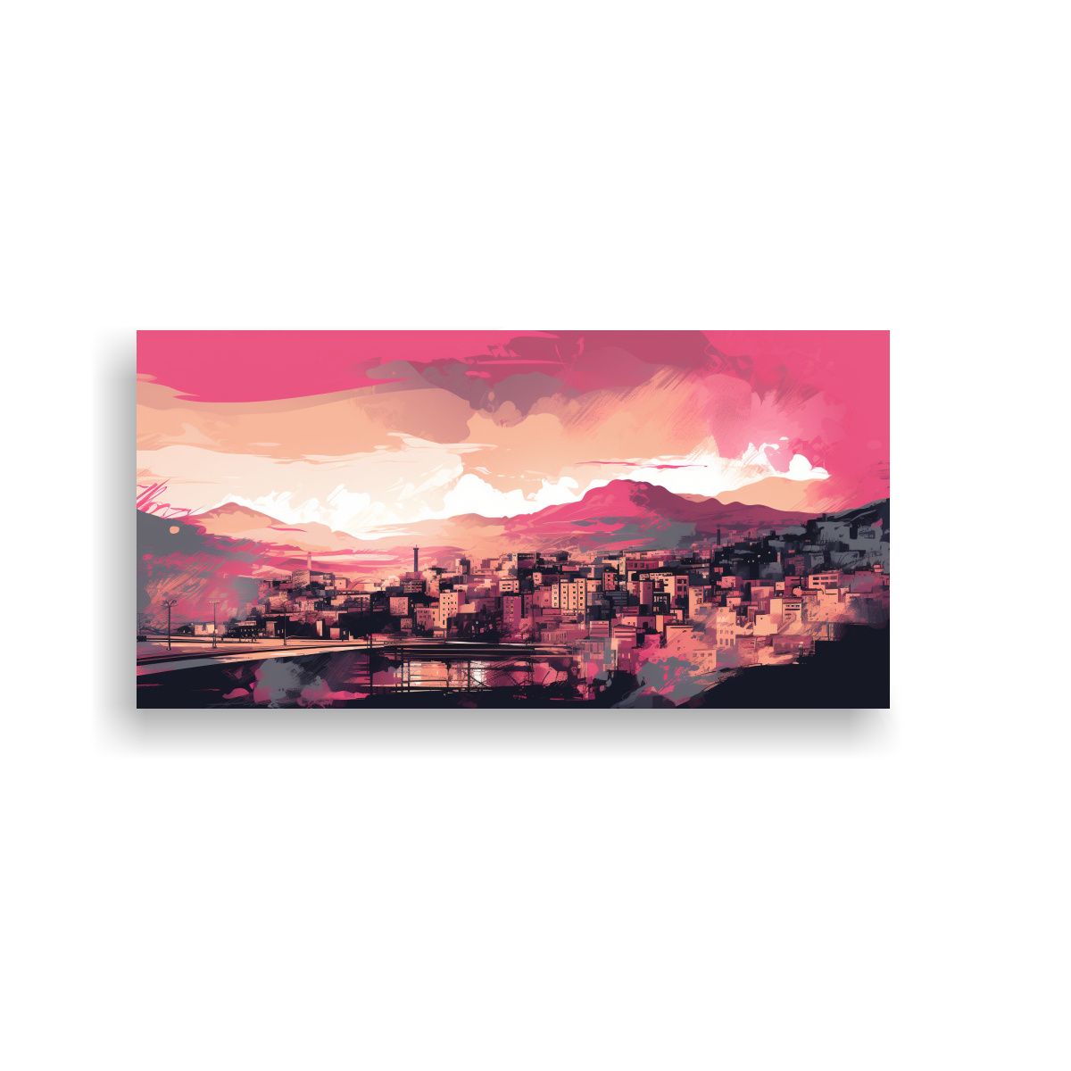 GENERICO - Cuadro Abstracto En Bastidor Santiago Chile 120x60 Cm