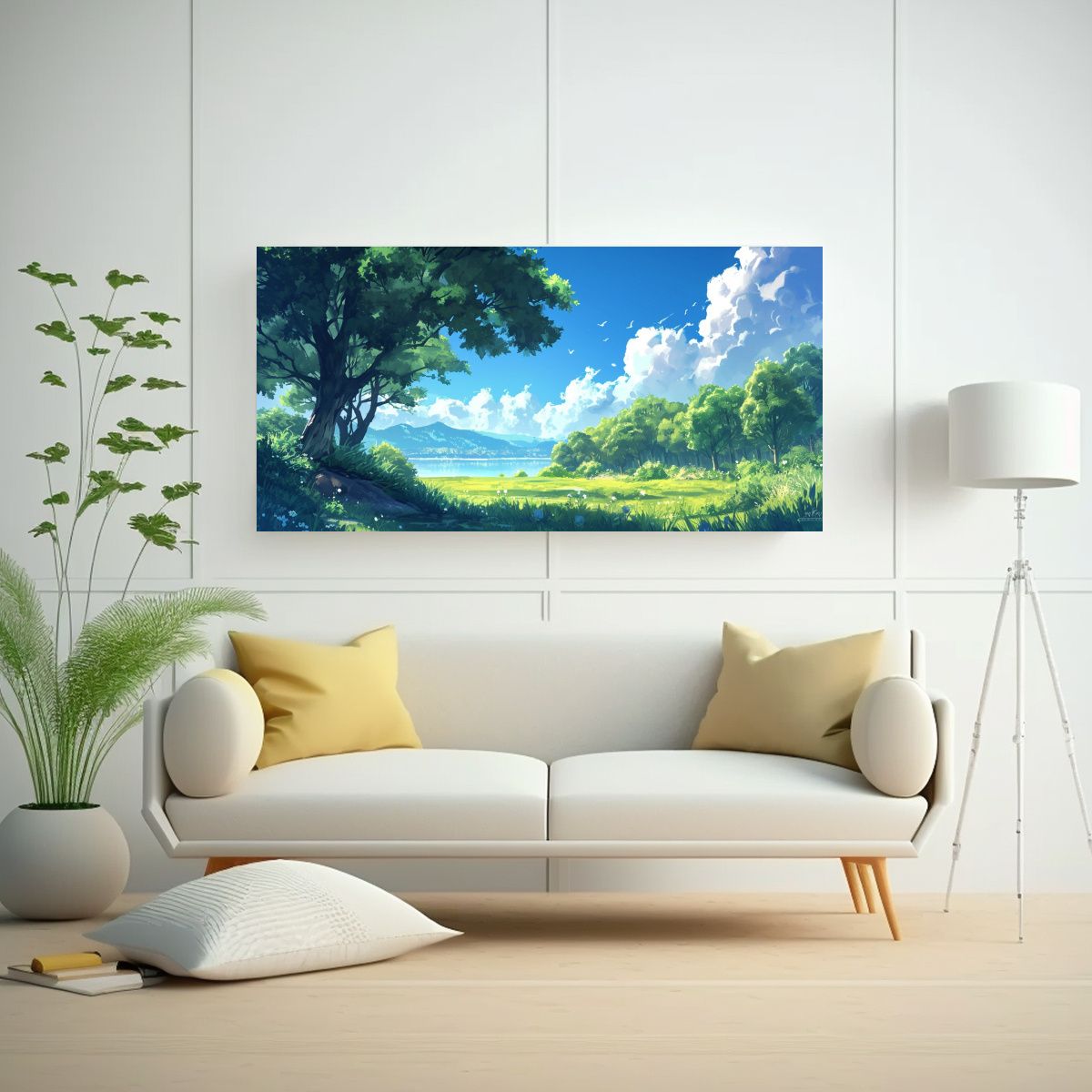 GENERICO - Cuadro Tela Decorativo Salon Paisaje Natural 140x70 Cm