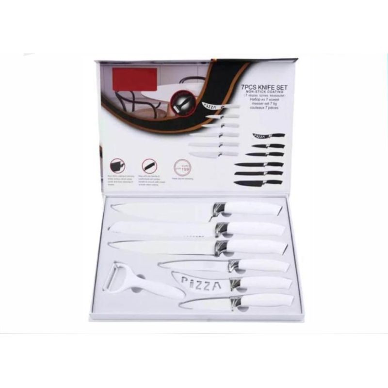 GENERICO - Set de Cuchillos De Cocina Acero Inoxidable 7pcs Blanco