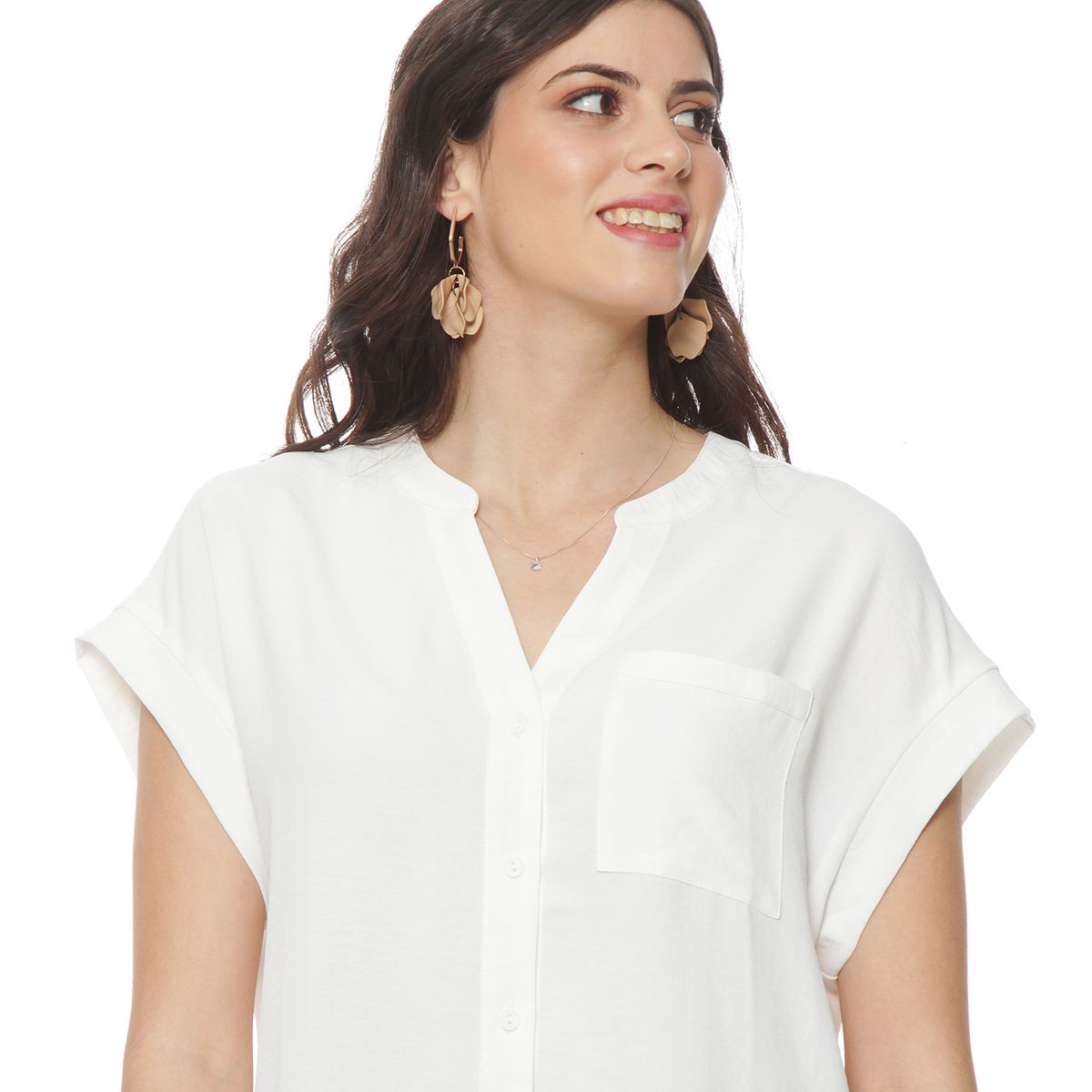 WADOS - BLUSA MANGA CORTA ESCOTE V ABOTONADA EN DELANTERO