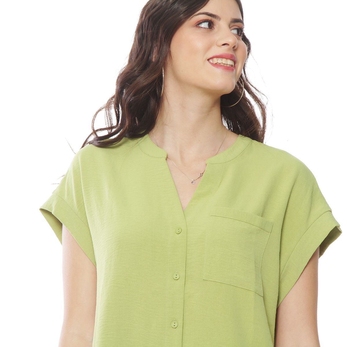 WADOS - BLUSA MANGA CORTA ESCOTE V ABOTONADA EN DELANTERO