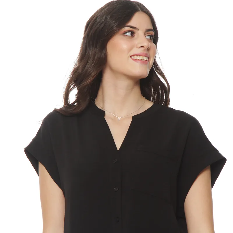 WADOS - BLUSA MANGA CORTA ESCOTE V ABOTONADA EN DELANTERO