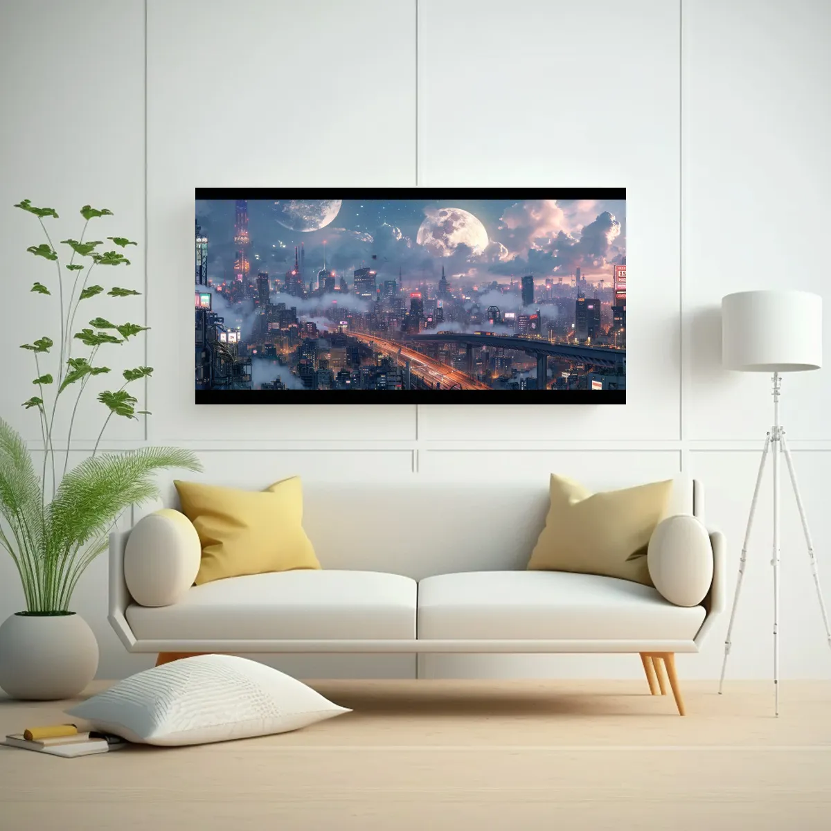 GENERICO - Pinturas Decorativas De Ciudad Futurista Cripto 120x60 Cm.